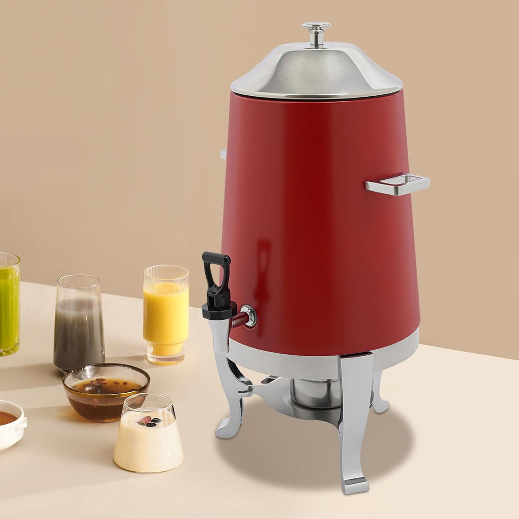Beverage Dispenser for Coffee Tea Hot Water, Hot Drink Dispenser with Stand & Fuel Holder, 3.4Gal Stainless Steel Thermal Carafe, for Home Office Party Wedding Banquet