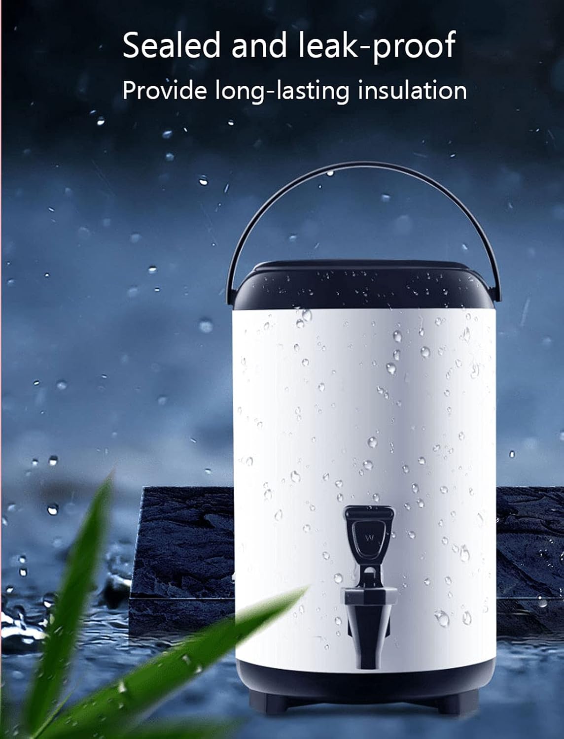 Drink Dispenser Beverage Dispenser with Tap, Commercial Hot Water Dispenser Insulation Container for Milk Tea Mulled Wine Coffee Urn with Foldable Stand Keep Warm for 6-8 Hours for Parties