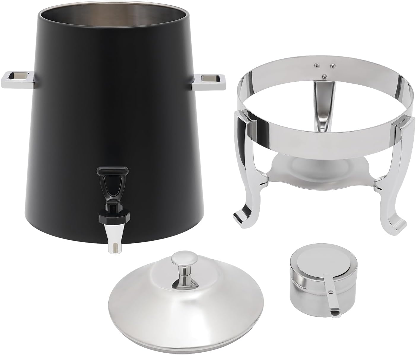 Coffee Urn With Fuel Holder, 3.5 Gallon/13L Stainless Steel Beverage Dispensers for Coffee Tea Hot Water, Hot Drink Dispenser with Stand, Chafer Urn with Spigot for Parties Catering (Black)