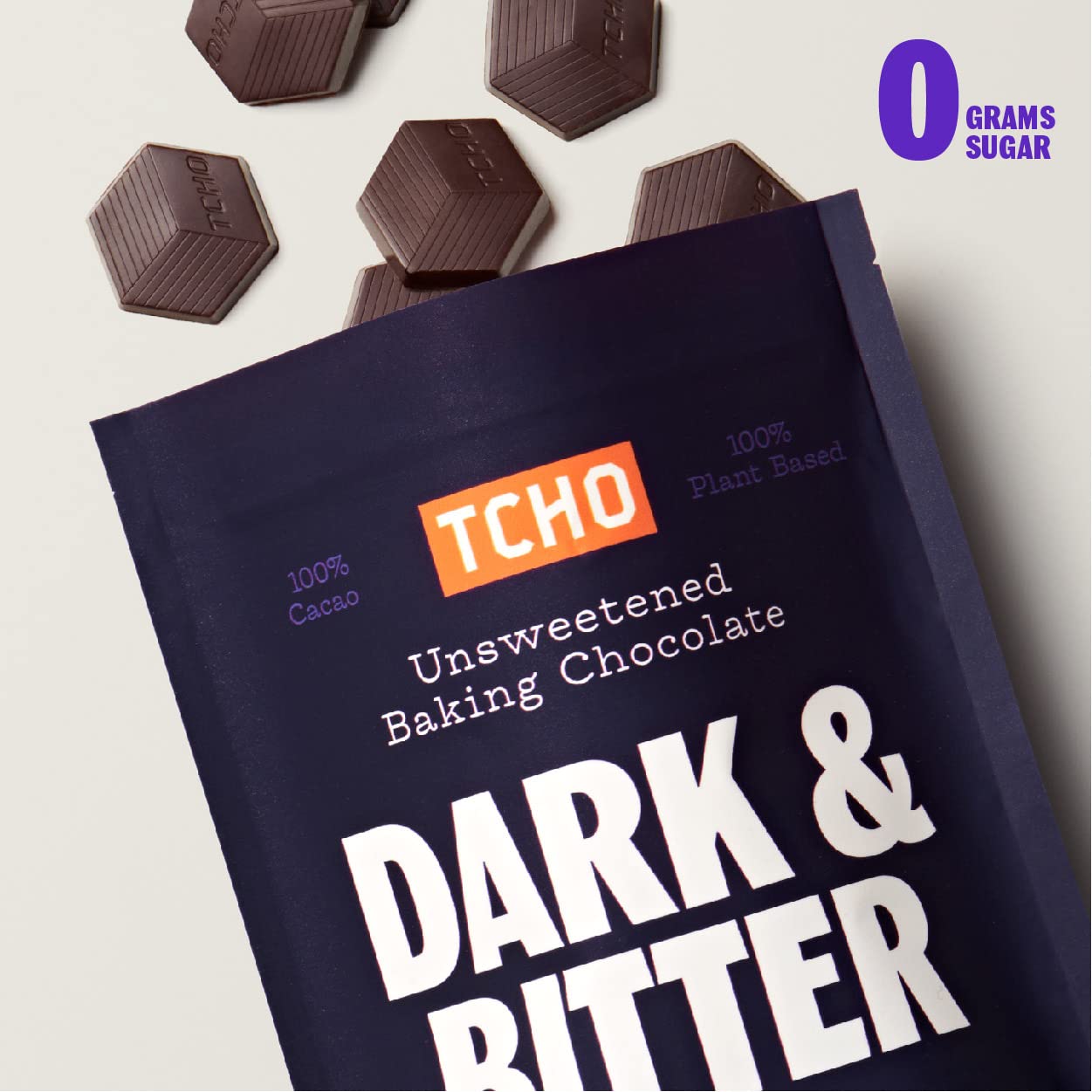 TCHO Dark & Bitter 100% Unsweetened Dark Chocolate Baking Couverture (3 Bag) | Organic & Fair Trade Certified | Non GMO, Non-Dairy, Vegan, Soy Free (8oz each)