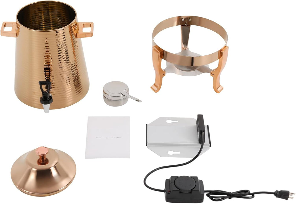 3.43Gal/13L Hot Water Urn, Stainless Steel Commercial Coffee Urn, Electric Hot Water Dispenser for Tea Milk, Industrial Coffee Maker with Stand and Spigot for Parties Catering (Rose Gold)