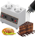 Commercial Electric Warmer, Electric Chocolate Cheese Warmer, 2 Bottles, Soy Sauce Warmer, Stainless Steel Body with Temperature Adjustment,2BottlesSauceWarmer
