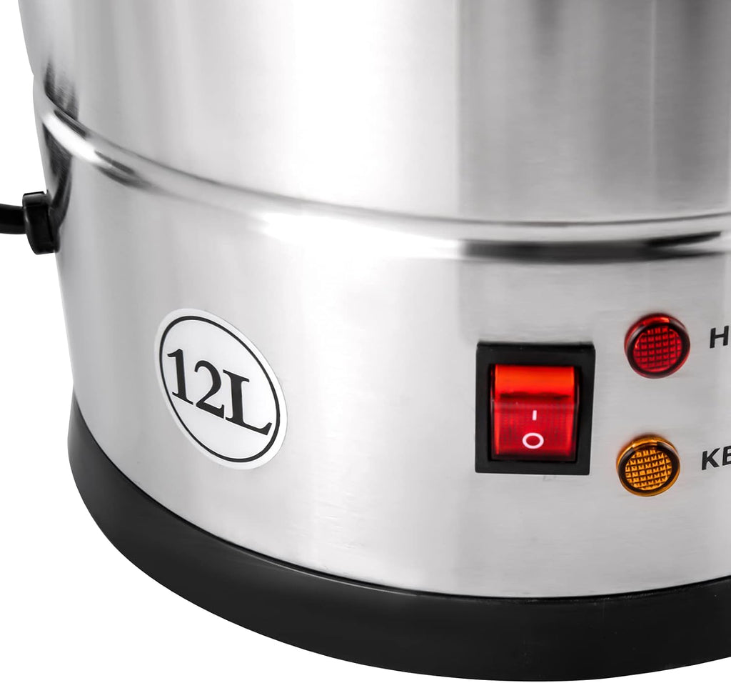 12L Commercial Stainless Steel Coffee Urn - Large Automatic Hot Water & Tea Dispenser for Home, Office, Party, Wedding - Durable & Efficient Beverage Server