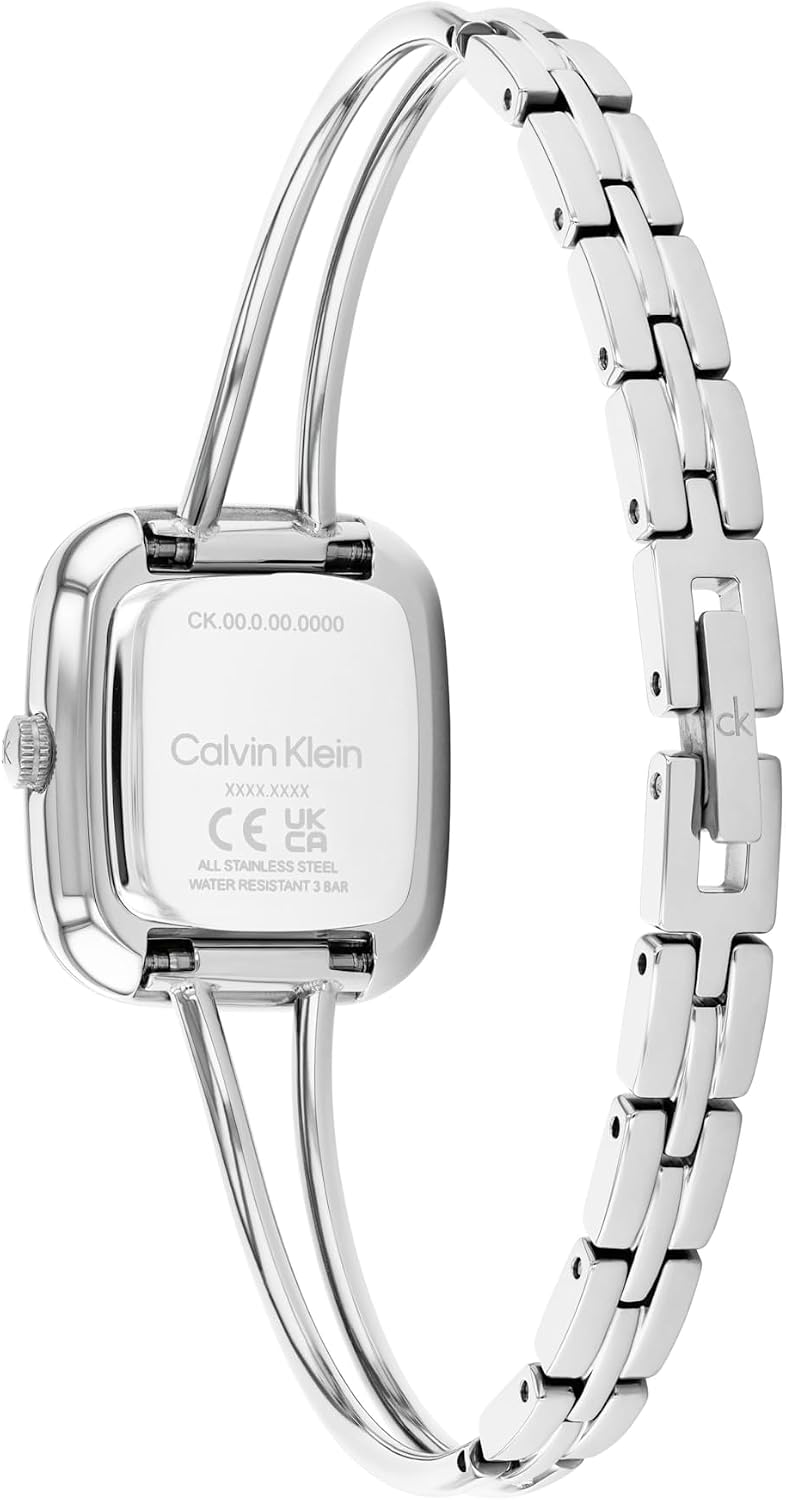 Calvin Klein Women's CK Adore Stainless Steel Watch – 24mm Tank Case, Adjustable Bangle Bracelet, Petite Elegant Design - Gift for Her