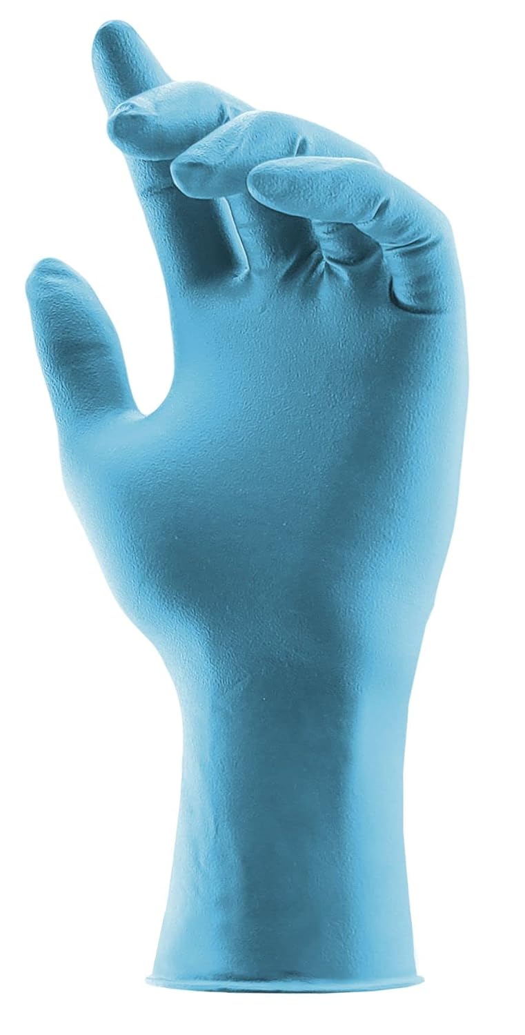 Blue Disposable Nitrile Gloves, 8 mil, Stauffer Sense8, Latex Free, 12' Long Cuff, Powder Free, Tough & Strong - Small (Case of 1000)