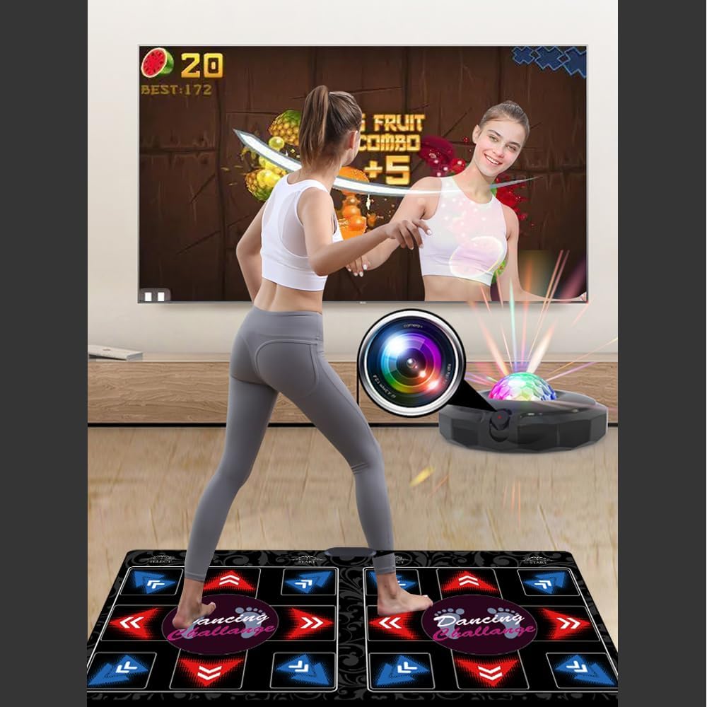 HDMI Musical Electronic Dance mat with a Camera,Including 1000 Games,81 Music Videos,a 64G Large Memory Card,650 Songs, for Single/Double Users, a Luxurious Gift for Girls and Boys