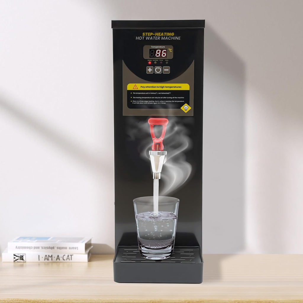 Electric Water Boiler, Step-Heating Commercial Hot Water Dispenser Fast Ready Water Boiler Machine Large Capacity 8L/2.11gal for Tea Milk Restaurant Hotel Caterers, Restaurants, Black