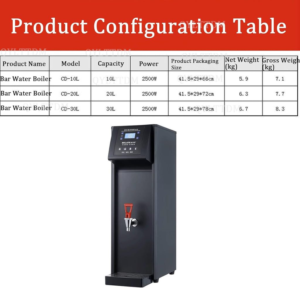 Commercial 10 L/20 L/30 Hot Water Boiler, 2.5kW Autofill Stainless Steel Tea, Coffee Making Water Heaters, Non Drip Tap, Digital Control Panel (C 30L)