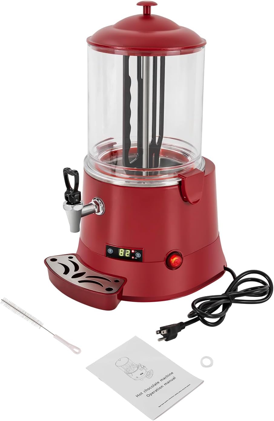 10L/2.64Gal Hot Chocolate Melting Machine,400W Electric Commercial Drinking Hot Chocolate Dispenser with Premium Faucet,86-194℉ Tabletop Beverage Warmer for Heating & Mixing Chocolates Coffee Milktea