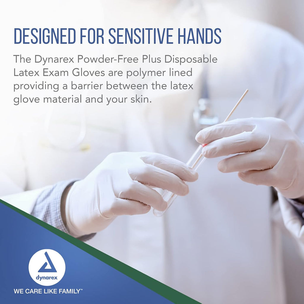 Dynarex AccuTouch Latex Exam Gloves, Powder-Free - X-Large 100 Count(Pack of 10)