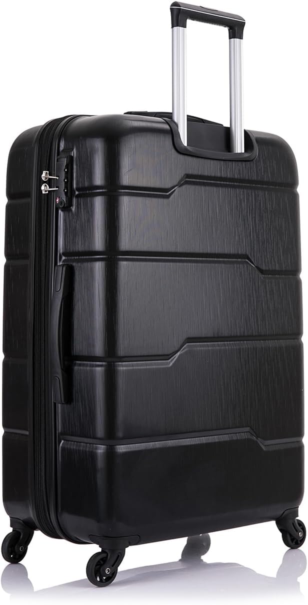 DUKAP RODEZ Hardside Luggage Set with Ergonomic Handles and TSA Lock | Spacious Travel Suitcase with Four Spinner Wheels and Studs | (20/24/28) 3 Piece Luggage Set | Black