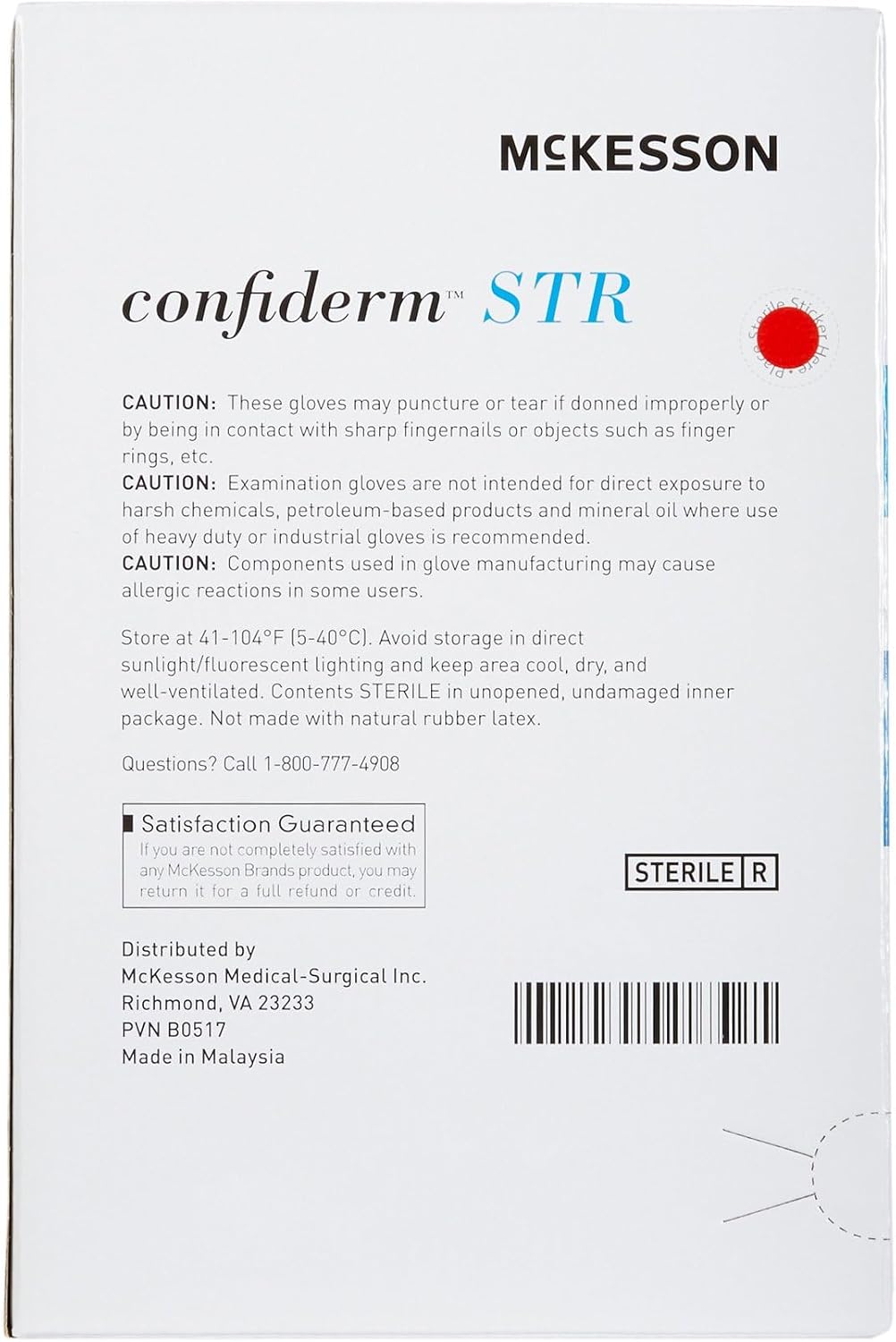 McKesson Confiderm STR Disposable Sterile Pair Nitrile Exam Glove Standard Cuff Length