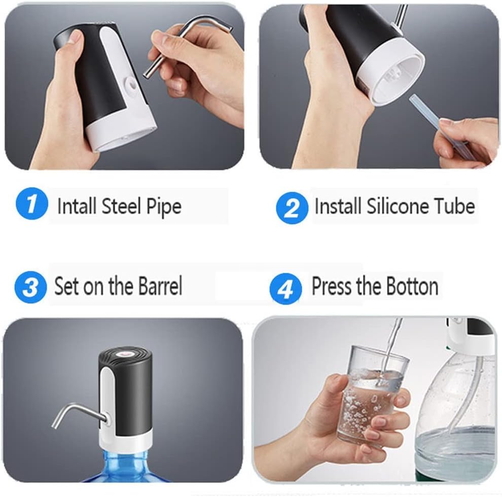 USB Water Bottle Automatic Water Dispenser Pump Charging Electric Water Dispenser Water Pump Bottle Water Pump Automatic (Color : White) (Black)