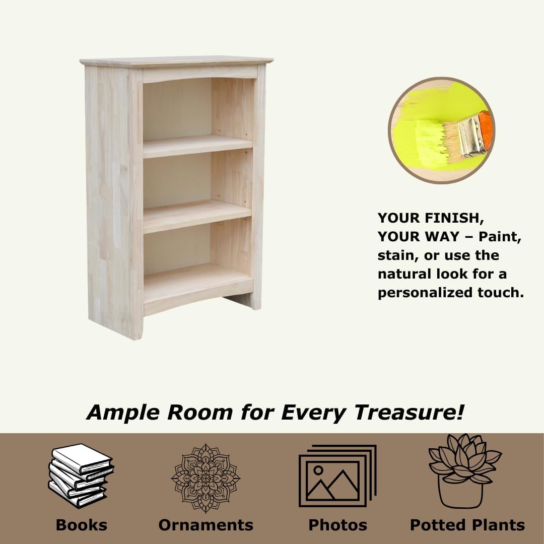 Solid Wood Shaker Bookcase - 36' H