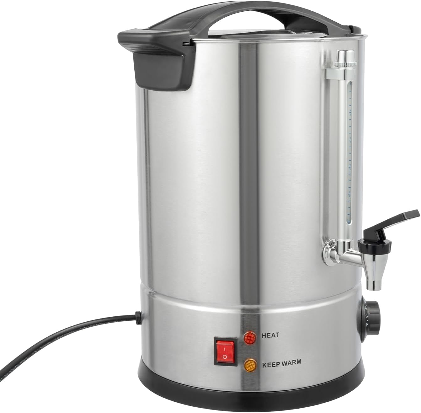 DYNAMI 2.4 Gal Large Hot Beverage Dispenser Electric,304 Stainless Steel Insulated Beverage Heater Coffee Urn with Heating,Hot Cocoa Dispenser for Parties w/Stainless Filter,for Tea,Milk,Cocoa