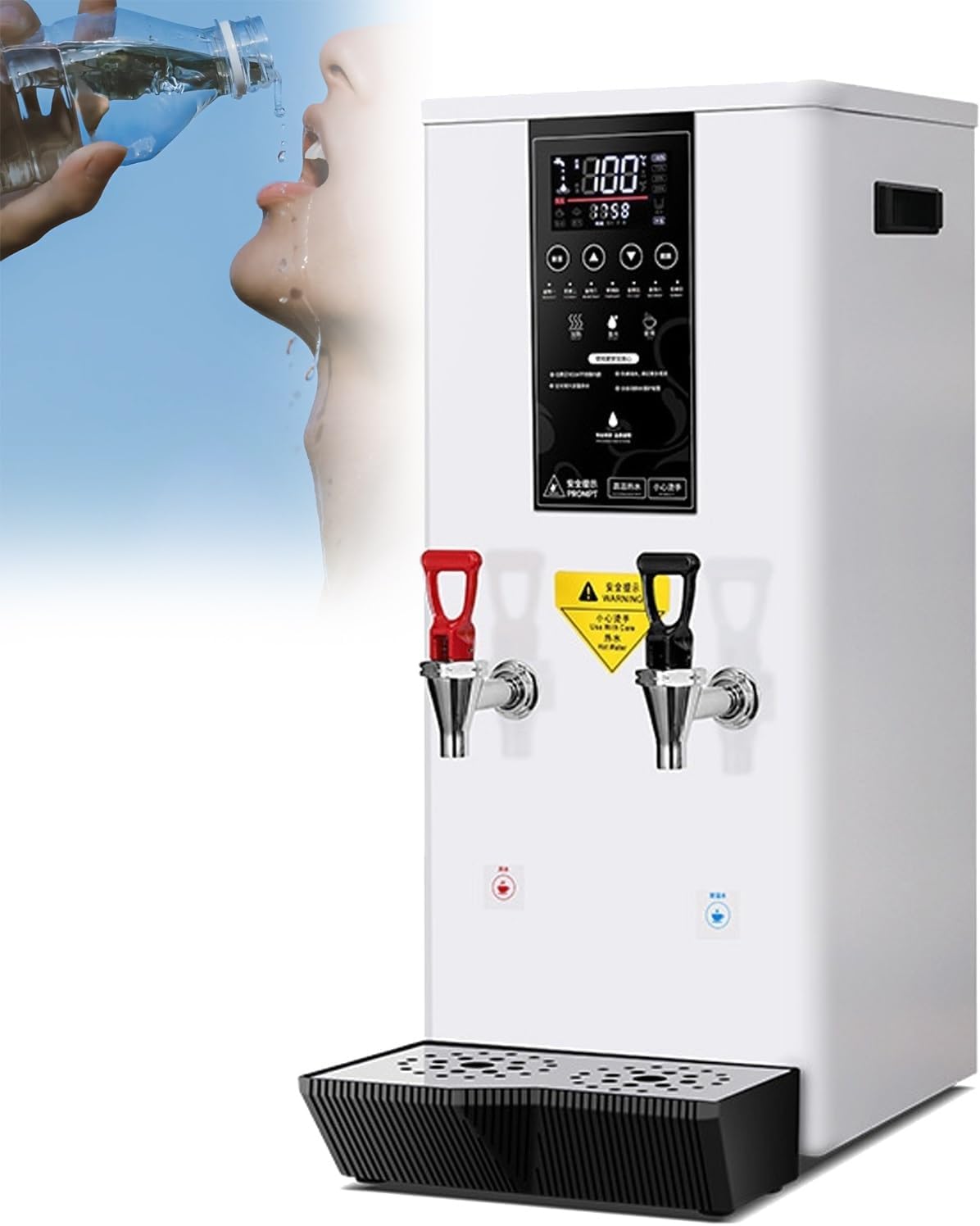 Commercial Hot Water Dispenser with Filter Automatic Water Boiler Machine Large Capacity 50L/H for Tea Boba Tea Milk Tea Restaurant Hotel (White)