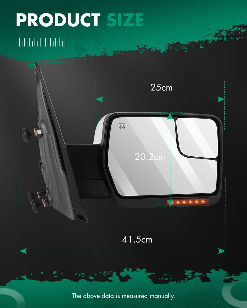 SCITOO Towing Mirrors for 2004-2014 for Ford for F-150 Blind Spot Mirror Power Heated Chrome Puddle Signal Double Glass (Driver Side and Passenger Side)