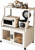 Floor Standing Kitchen Cart Rack, Bakers Rack with Hutch, Microwave Stand Shelf with Power Outlet for Entryway, Kitchen, Living Room, Bathroom(50x44x89cm)
