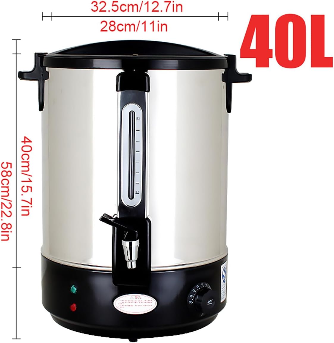 Insulated Beverage Dispenser for Catering, Stainless Steel Large Hot Water Boiler Urn with Faucet, 30-110°C Temperature Control for Home Party Office Cafe,40L