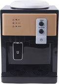 550W Electric Desktop Water Dispenser for 3 to 5 Gallon,Countertop Water Cooler Dispenser with Hot Cold and Room Temperature Water,Brown,W Refrigeration (Brown No Refrigeration)
