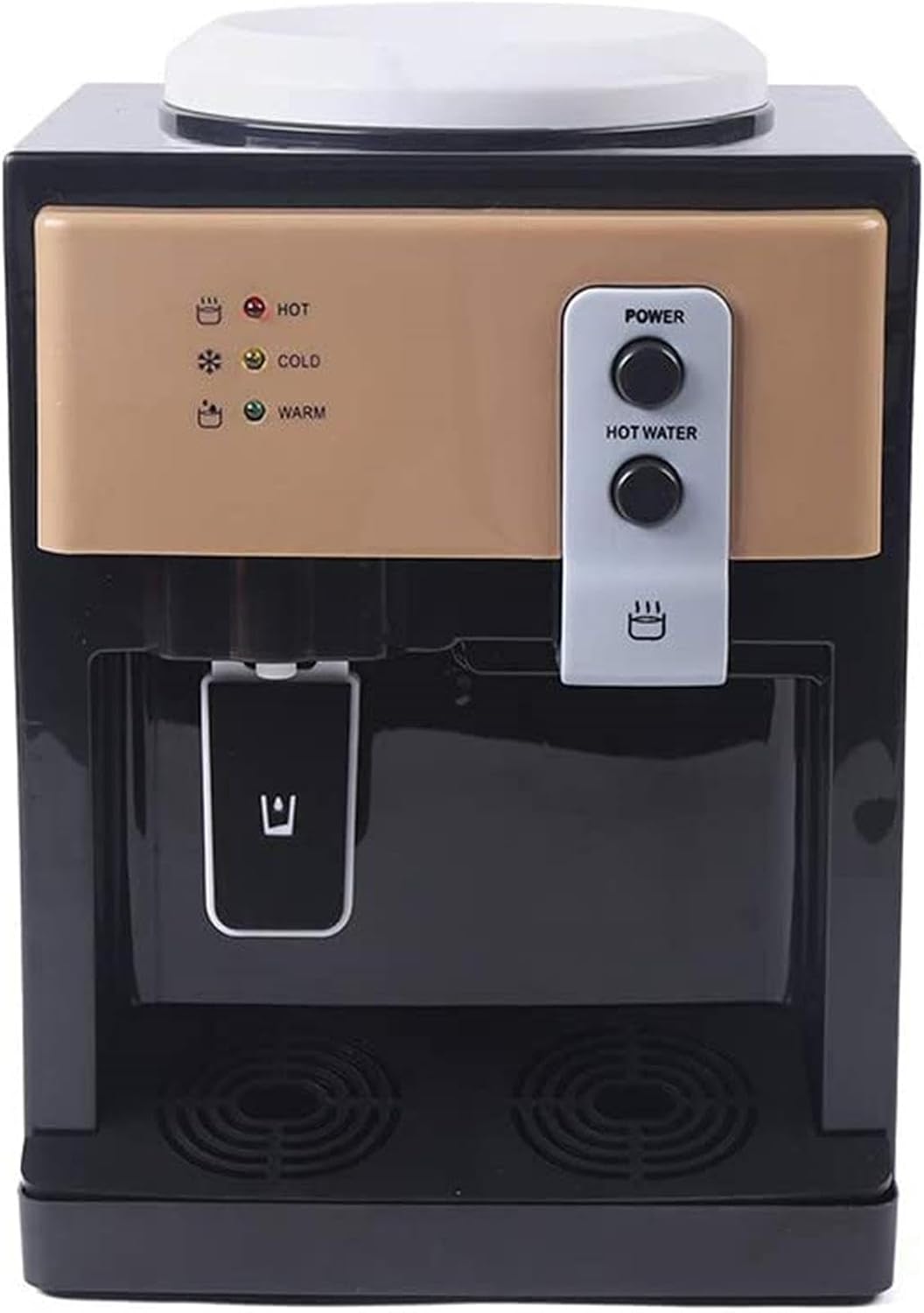 550W Electric Desktop Water Dispenser for 3 to 5 Gallon,Countertop Water Cooler Dispenser with Hot Cold and Room Temperature Water,Brown,W Refrigeration (Brown No Refrigeration)