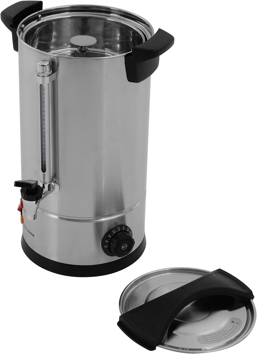 DYNAMI Large 6.6Gal Hot Beverage Dispenser Electric,304 Stainless Steel Insulated Beverage Heater Coffee Urn with Heating,Hot Cocoa Dispenser for Parties w/Stainless Filter,for Tea,Milk,Cocoa