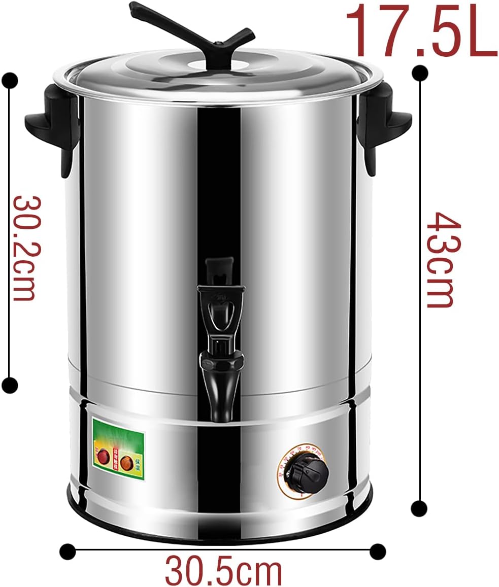 Commercial Electric Catering Urn, 1800W Catering Hot Water Urnboiler, 30-110°C Temperature Control Knob, for Brewing, Buffet,17L