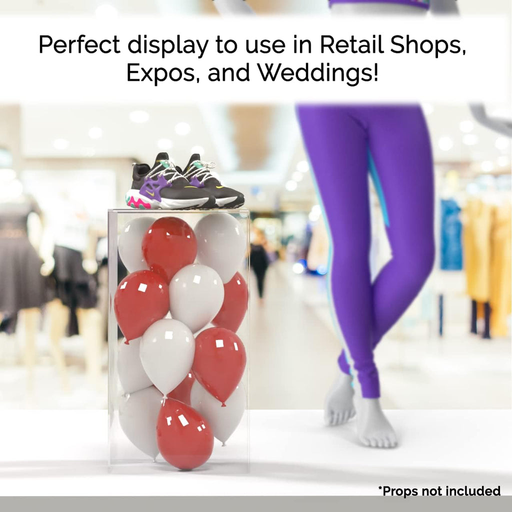 Acrylic Display Riser Box with Clear Base Hollow Clear Podium Platform 12 x 12 x 24 Art Sculpture 5 Sided Pedestal Flower Tower Cube Showcase Stand Wedding Reception by Marketing Holders
