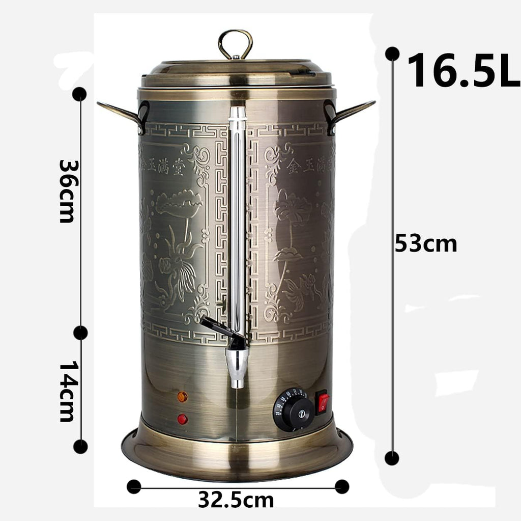 Hot Water Boiler Dispenser Tea Urn, Catering Boiler with Water Gauge & Automatic Temperature Control, for Brewing Commercial Office Home Party,Bronze,16.5L
