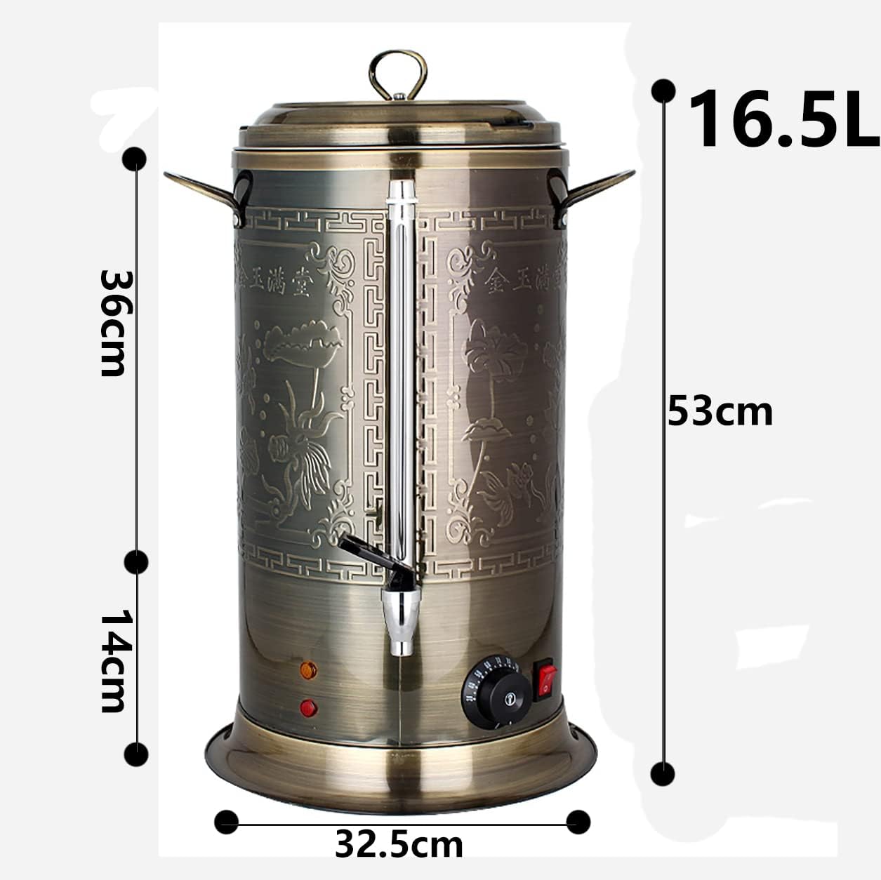Hot Water Boiler Dispenser Tea Urn, Catering Boiler with Water Gauge & Automatic Temperature Control, for Brewing Commercial Office Home Party,Bronze,16.5L