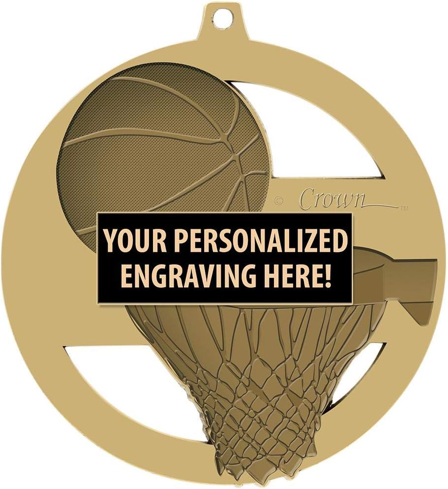 Crown Awards Basketball Medals, 3' Massive Rimz Basketball Award Medal with Custom Engraving Included