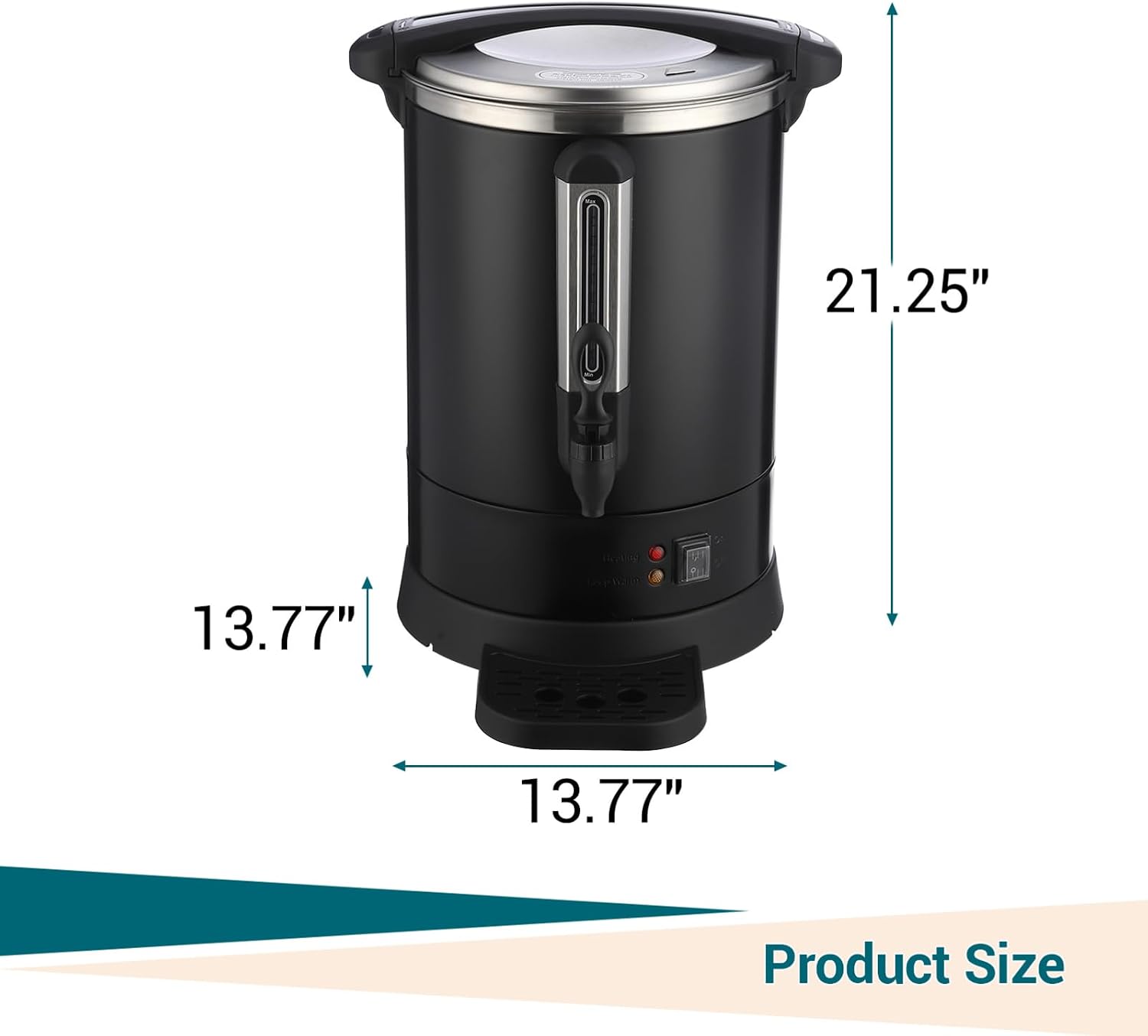 ‌Electric Hot Water Urn 80-Cup 12L Commercial - Double Wall Hot Beverage Dispenser with Fast Brew, Easy-Clean Stainless Steel Design for Weddings, Parties, Restaurants, Buffets