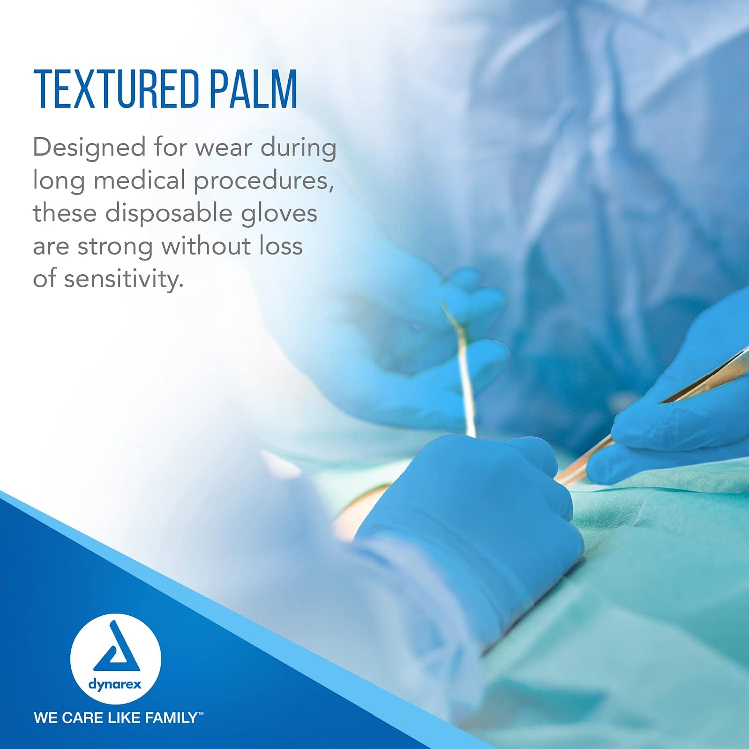 Dynarex Sterile Disposable Nitrile Exam Gloves, Powder-Free, Sterilely Packaged in Pairs, Textured Palms, Blue, Small, 1 Case - 8 Boxes of 50 Pairs