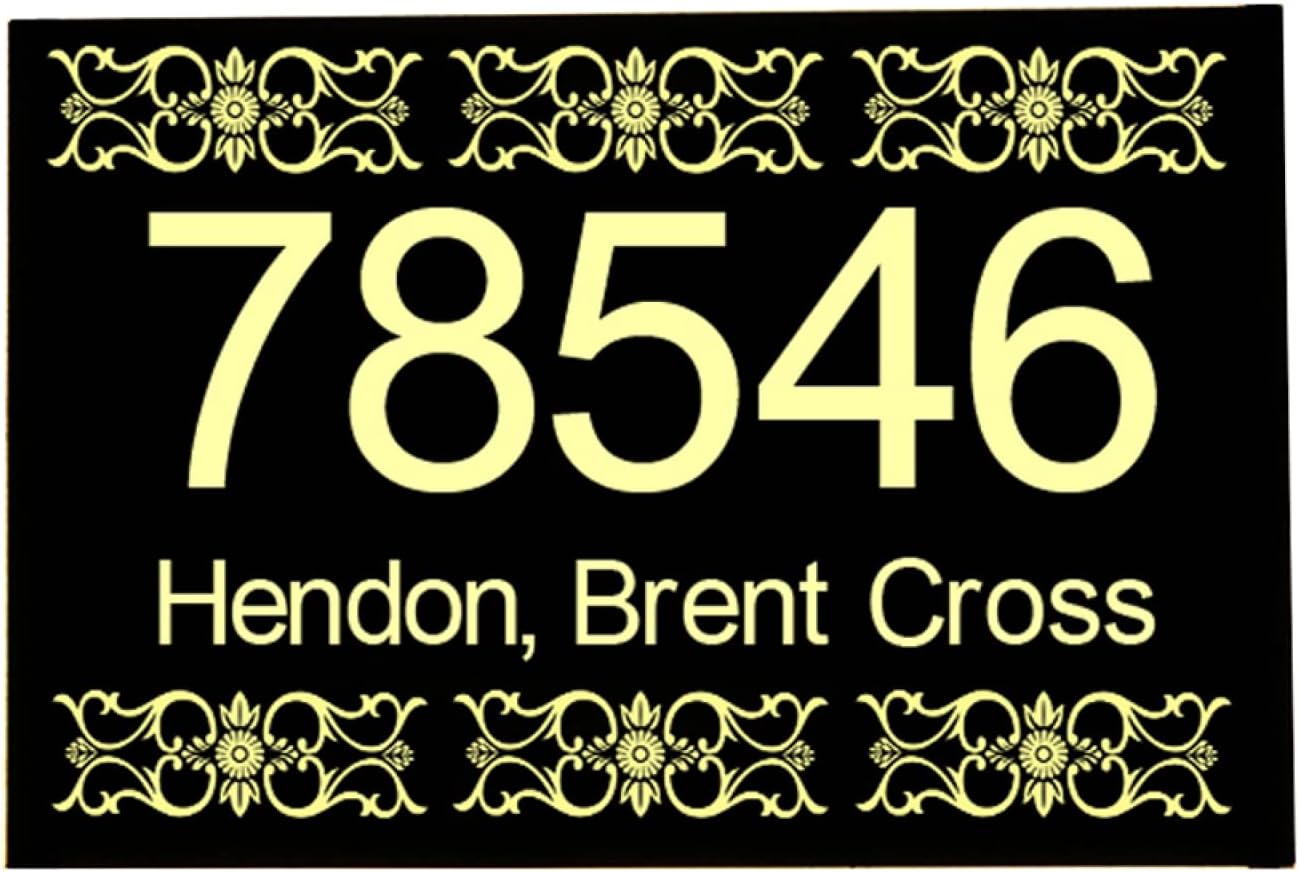 Modern Illuminated House Number Sign Plaque,Stainless Steel & Acrylic Backlit Floating Address Number Plaque,Light Up Address Plaque,Black,Warm White Light,30*26