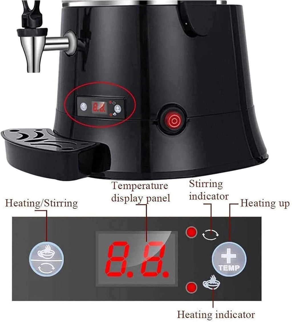 Chocolate Dispenser, Electric Hot Chocolate Warmer Machine with LED Display (30℃-90℃), Ideal for Heating Chocolate, Coffee, Milk, Tea, and Juice