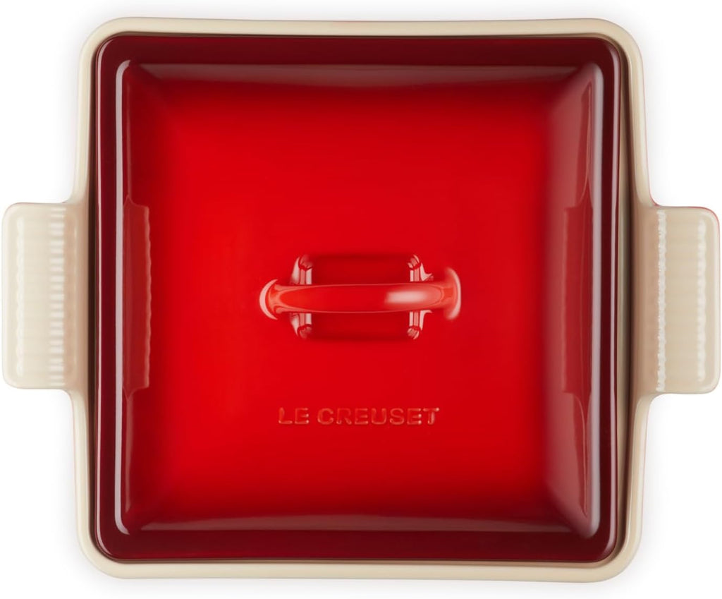 Le Creuset Stoneware Heritage Shallow Square Casserole, 2qt. (9'), Cerise