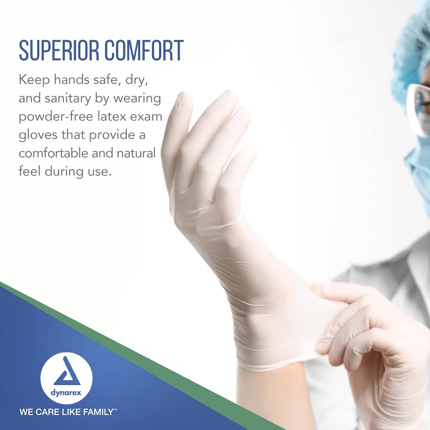 Dynarex 6622 AccuTouch Latex Exam Gloves, Powder-Free - Small 100 Count/Pack of 10