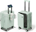 Expandable Lightweight PC Hard Shell Suitcase, 20-inch Carry On Luggage with TSA Lock, 360 Silent Spinner Wheels, Top Opening & Cup Holder - Ideal for Business Travel Suitcase (Mint Green)