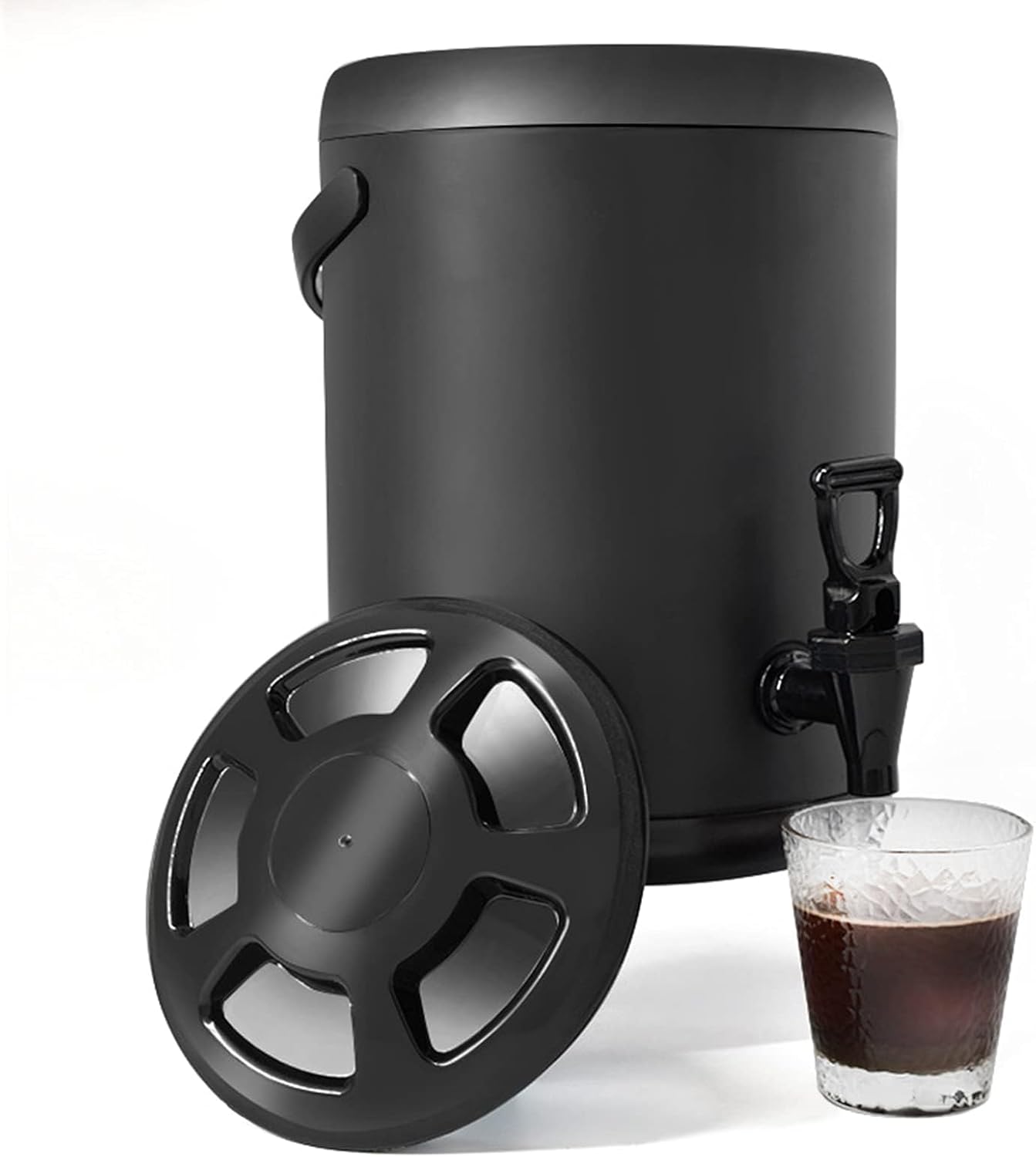 hot Water urn, Insulated Beverage Dispenser with Stainless Steel Insulated Double Wall Matte Surface Black for Coffee Tea Milk Soup Family Party Cafe Buffet(12L)