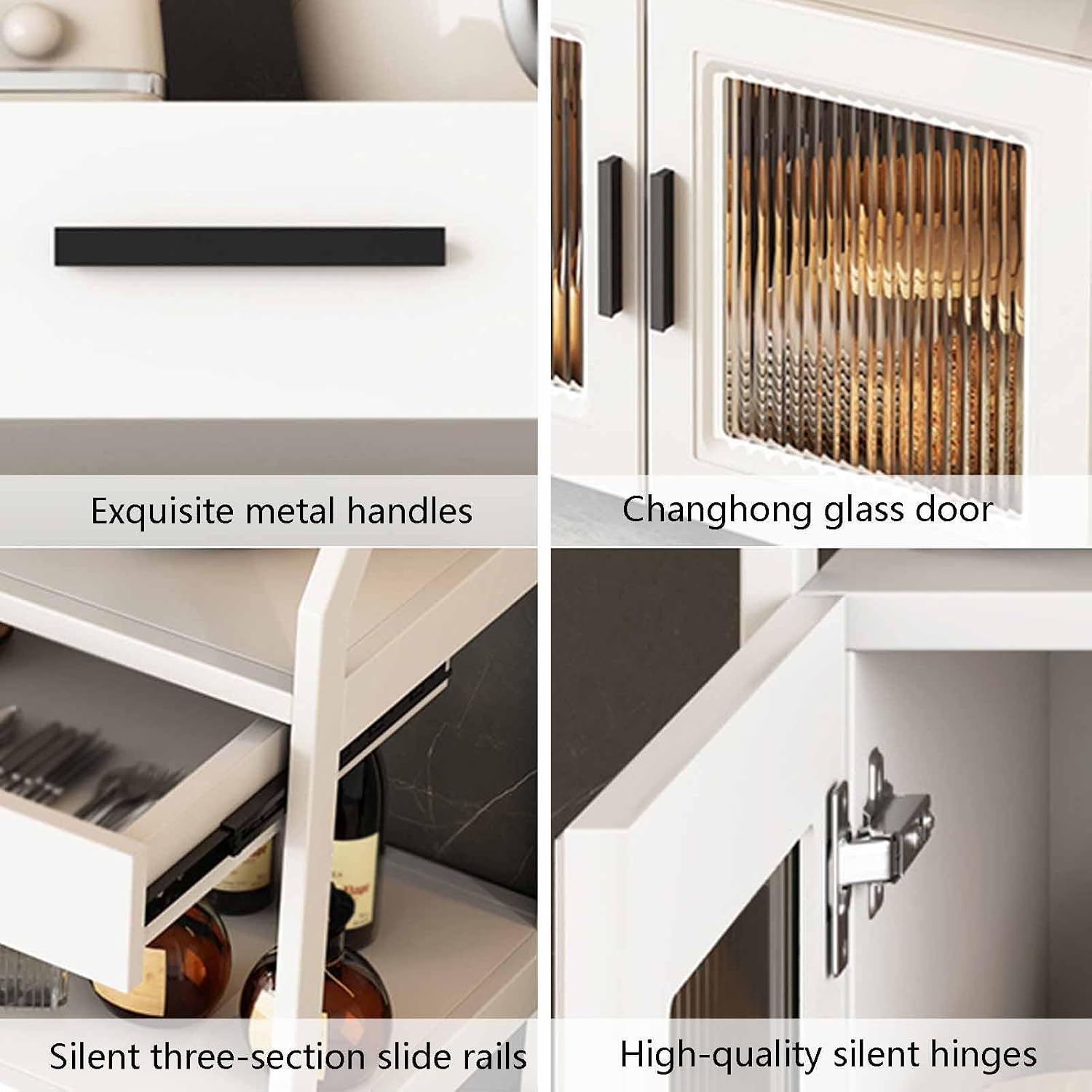 Floor Standing Kitchen Cart Rack, Bakers Rack with Hutch, Microwave Stand Shelf with Power Outlet for Entryway, Kitchen, Living Room, Bathroom(50x44x89cm)