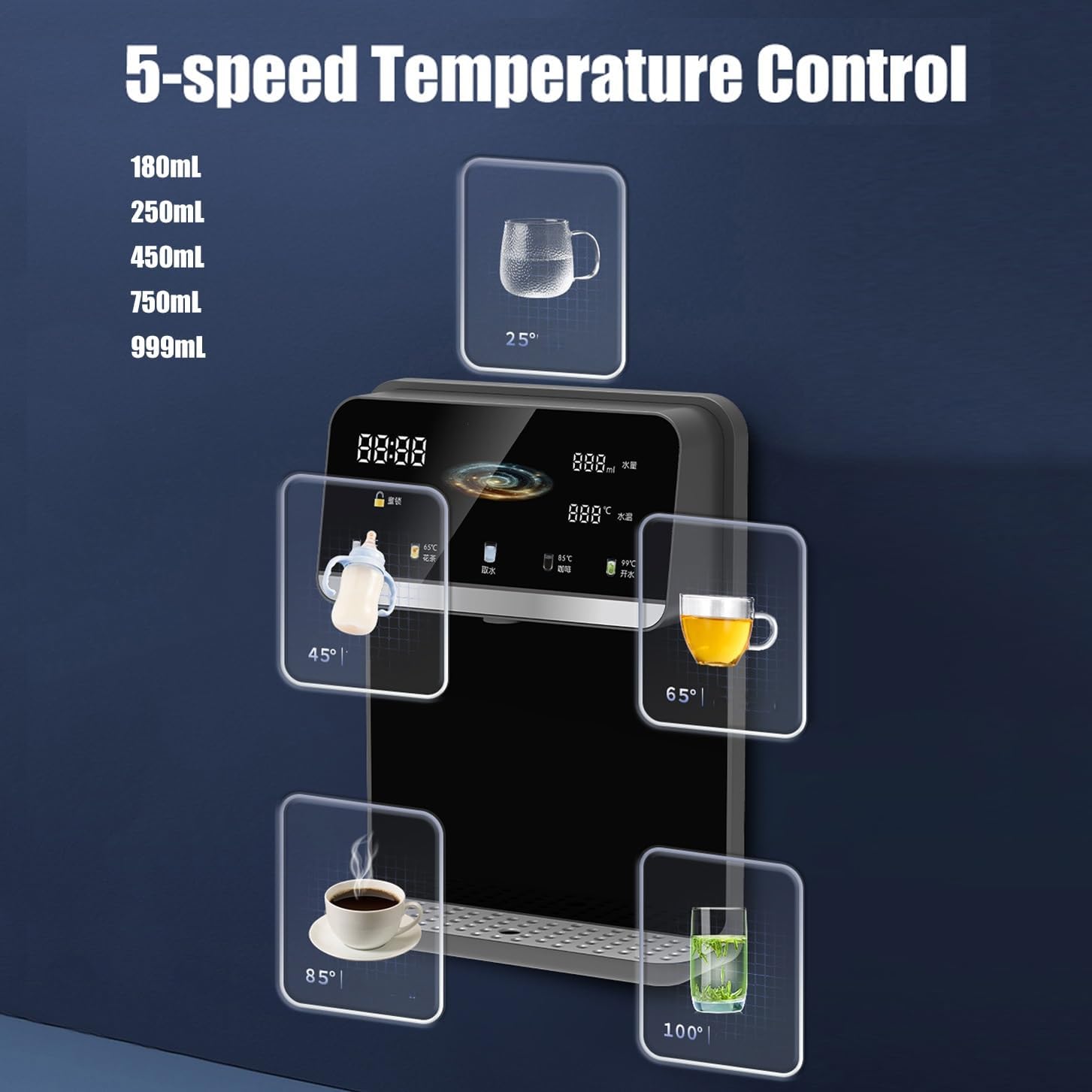 Wall Mounted Instant Heat Water Dispenser, Dual Temperature Control Intelligent Drinking Water Dispenser, for Rapid Heating with Touch Screen, Temperature Adjustment, for House Hold/Office