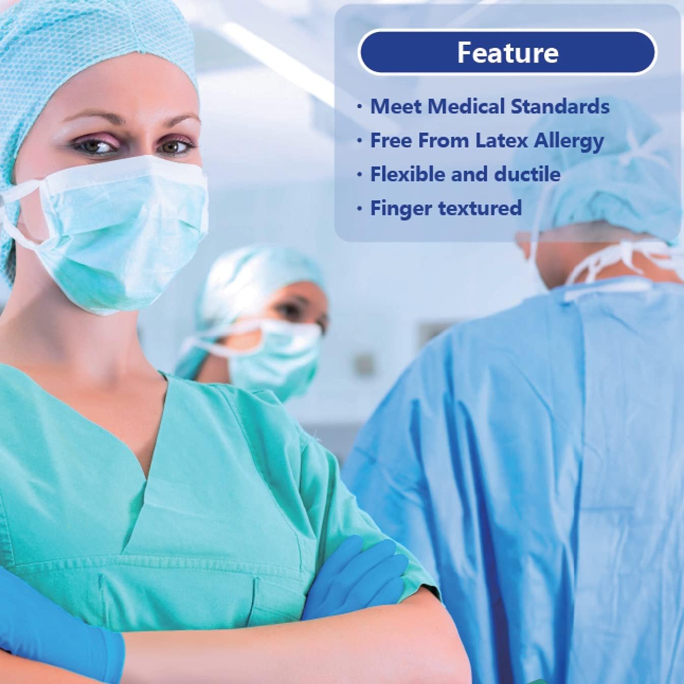 Safe Health Nitrile Exam Gloves, 3.5 Mil, Bulk of 16 Cases, Latex Free, Powder Free, Blue, Medical Care, Nursing, Cleaning
