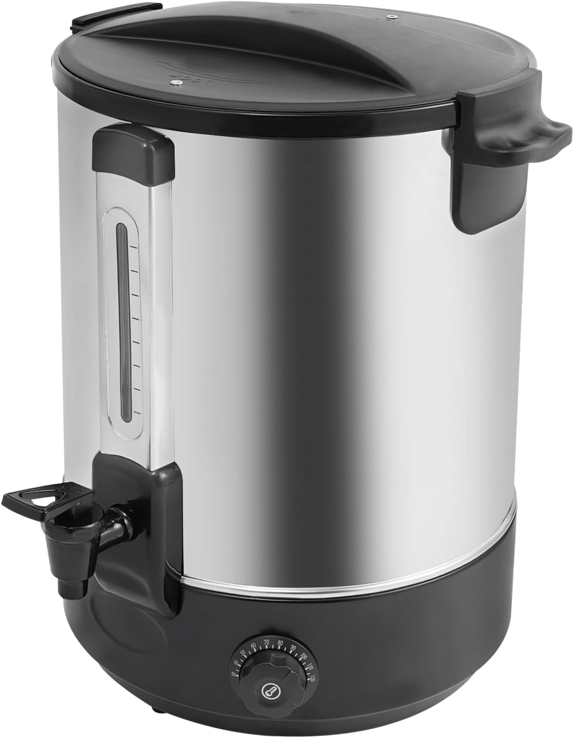 Hot Water Dispenser, 38L Stainless Steel Commercial &Household Electric Hot Water Bucket, Double-Layer Water Boiler for Coffee Break, Catering, Church, Restaurant (Black)