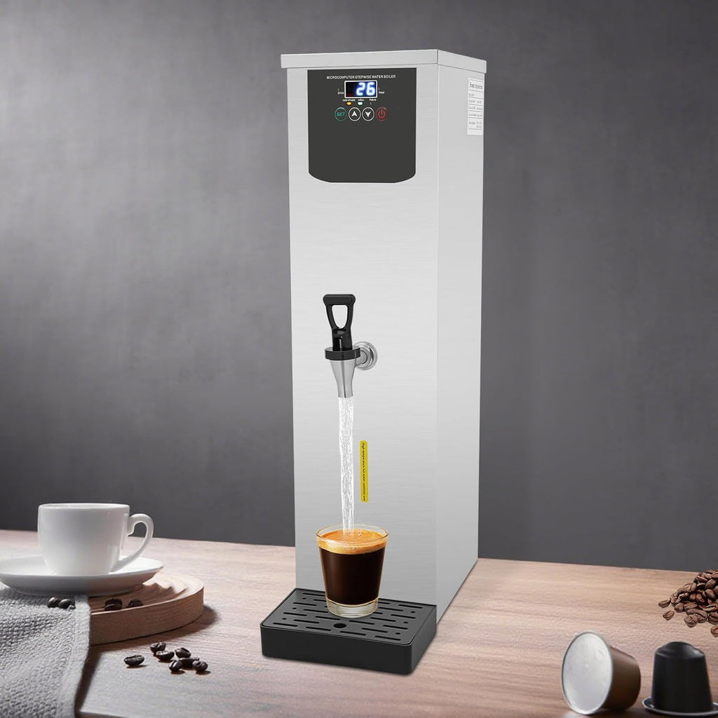 DYNAMI Electric Water Boiler and Dispenser,3000W 30L/7.9Gal Commercial Hot Water Dispenser,304 Stainless Steel Liner,LED Display,Automatic Heating 86-206.6 ℉W/Timer,for Tea Coffee Restaurant Office