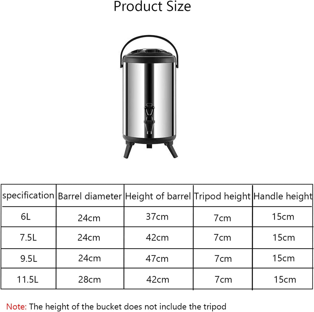 Drink Dispenser Thermal Beverage Dispenser with Tap and Stand, 304 Stainless Steel Urn for Hot Water Coffee Milk Tea, Double Insulation Container Keep The Temperature for 6-8 Hours for Parties