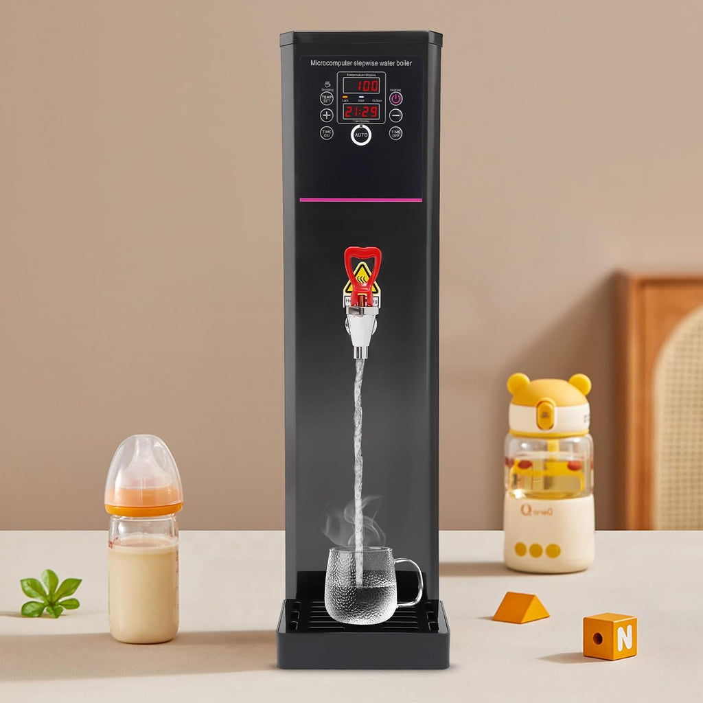 Electric Water Boiler, Step-Heating Commercial Hot Water Dispenser Fast Ready Water Boiler Machine Large Capacity 20L/5.28 gal for Tea Milk Restaurant Hotel Caterers, Restaurants, Black