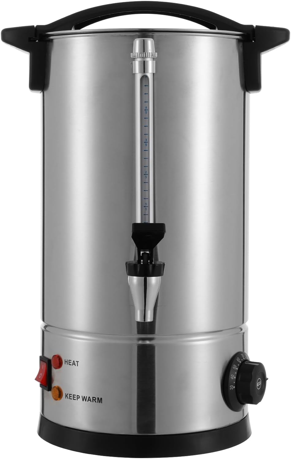 125-Cup Commercial Coffee Urn, 25L / 6.6Gal 304 Stainless Steel Electric Coffee Maker with Temperature Control (86-230°F), 950W Fast Brew Hot Water Dispenser for Catering, Parties & Office Use, Silver