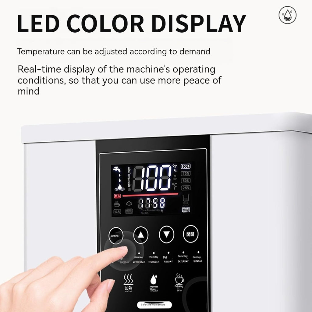 Professional 2500W Commercial Electric Hot Water Dispenser with LCD Touchscreen & Built-in Purifier - White 110V, Ideal for Restaurants, Cafés, and Offices.