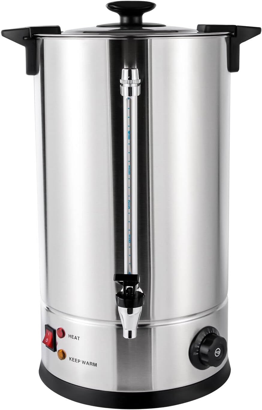 15L Commercial Coffee Maker Machine Urn, Boiling &Insulation,1300W Electric Hot Water Urn for Tea, Beverage at Event Catering Stainless Steel Automatic Percolator Hot Water Dispenser,W/Faucet & Filter