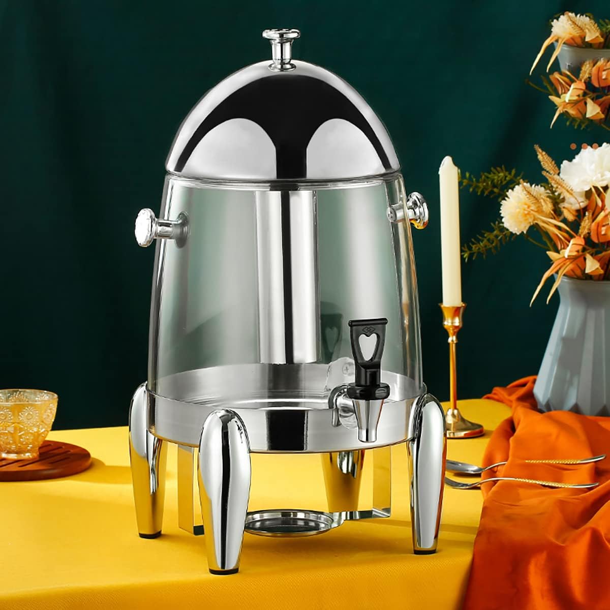 2.8 Gallon Commercial Electric Catering Urn 400W, Hot Water Boiler Dispenser with Lid, for Hotels, Buffets and Catered Events/Transparent Floor(B)